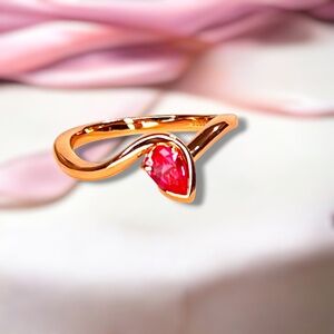 Sturdy Pink Sapphire Ring in 18K Rose Gold Vermeil , September birthstone